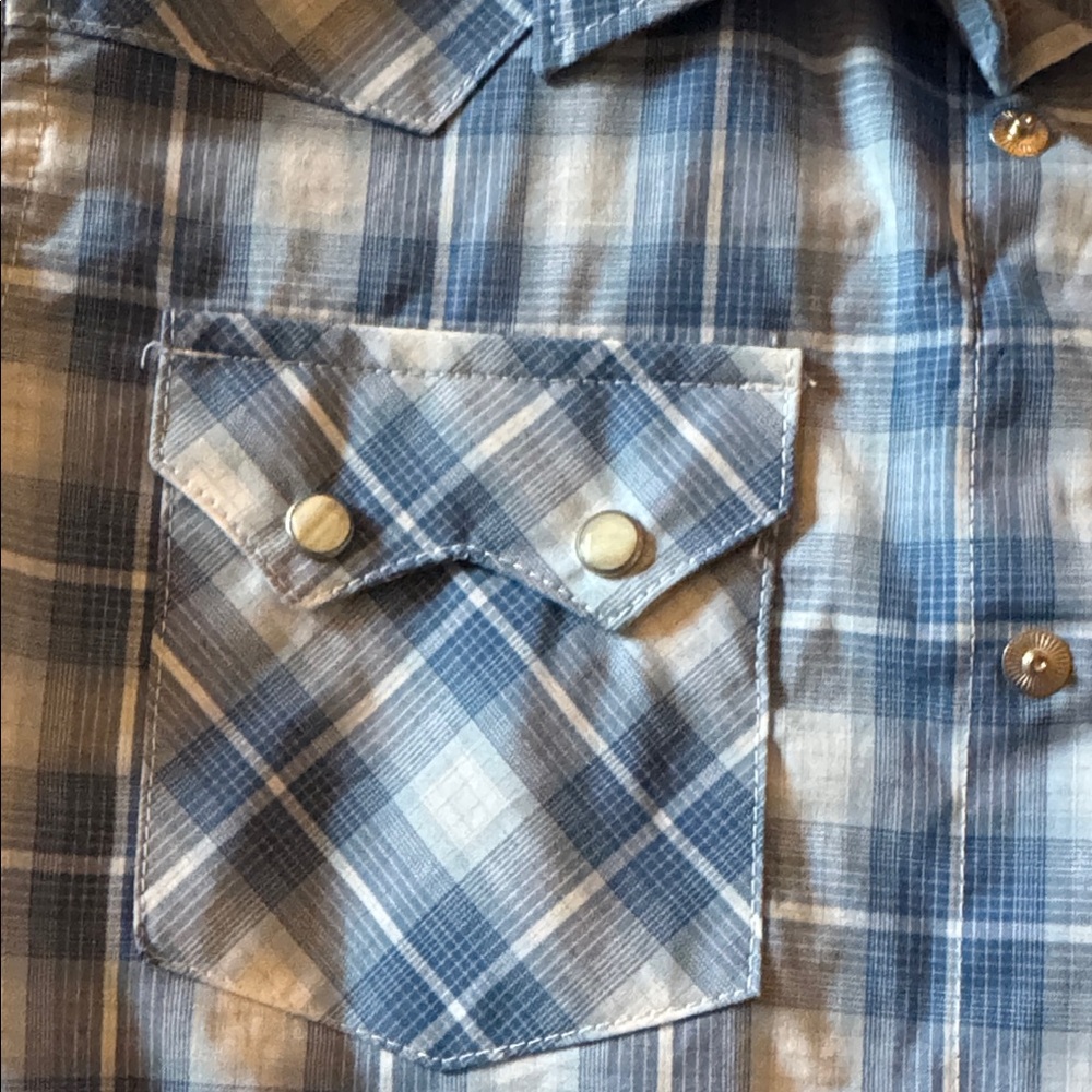 Wrangler Kids Blue and White Button Down Shirt Bundle Of 2 - Picture 3 of 11